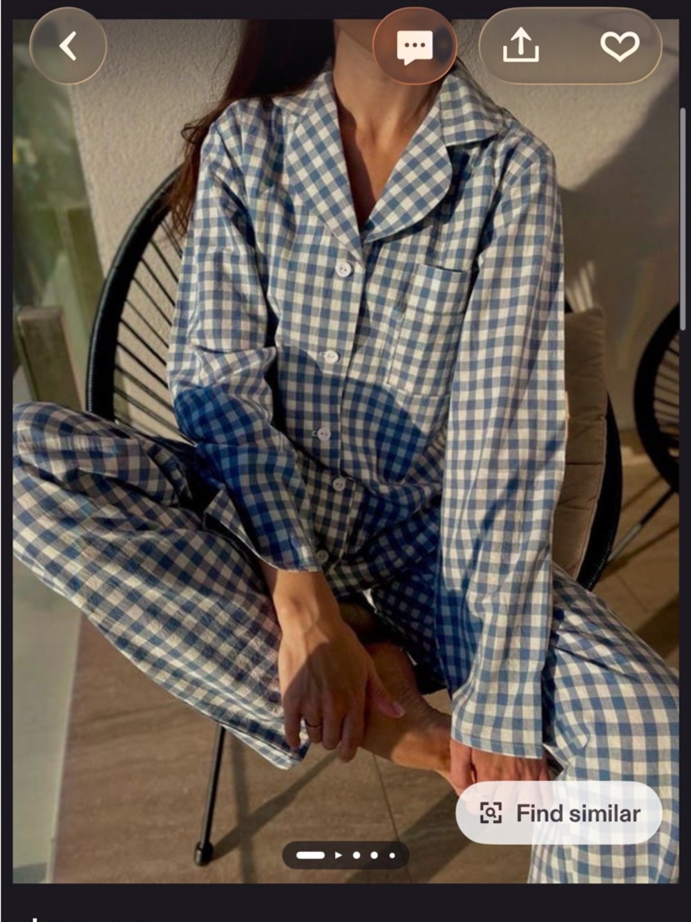 NWOT Blue Gingham Linen Pajama Set